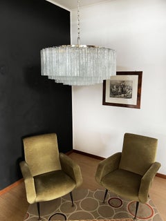 RESERVED: Large Murano Glass Chandelier, 101 Clear Tube Glasses