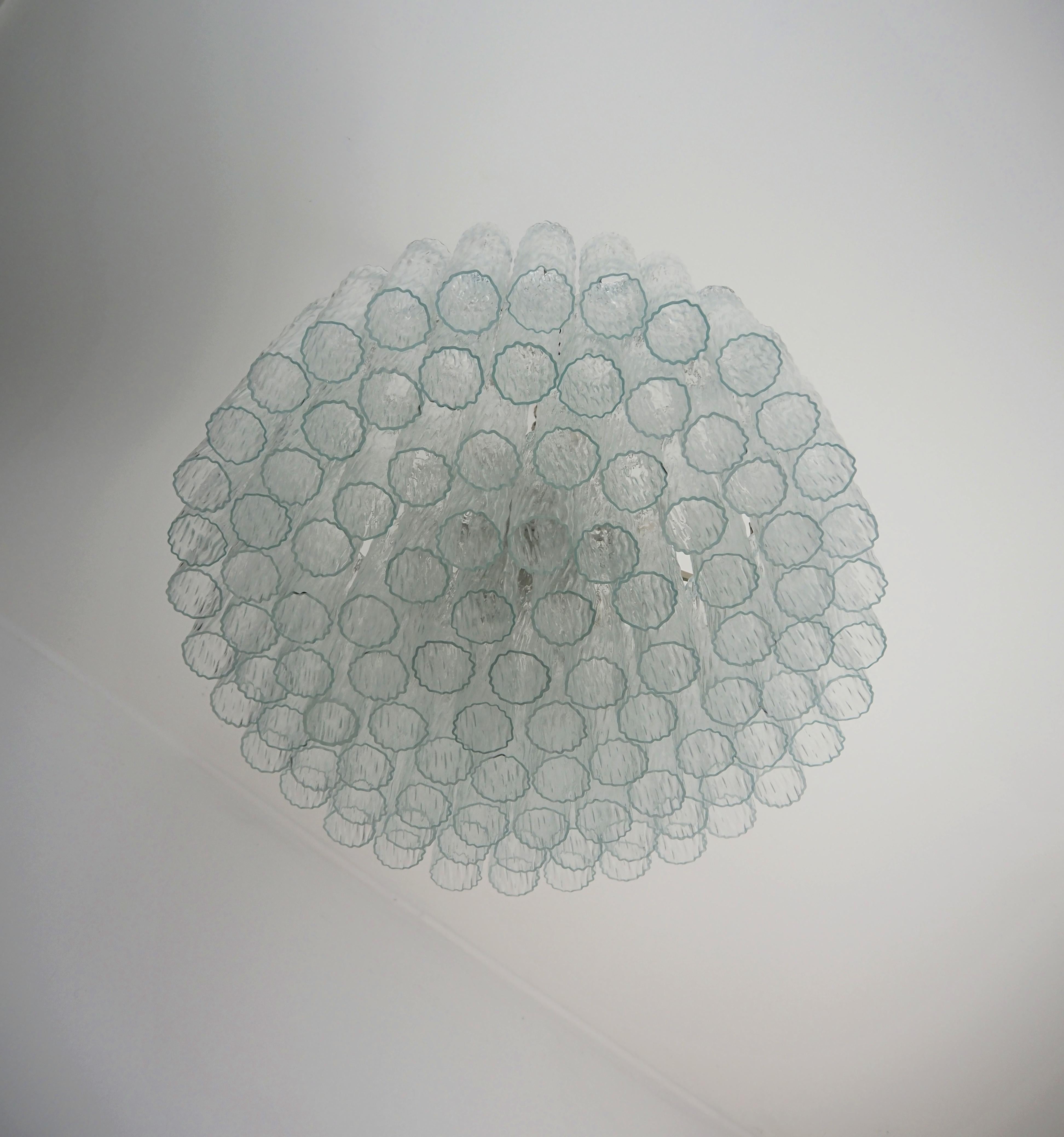 Italian Large Murano glass Chandelier - 101 clear tube glasses For Sale