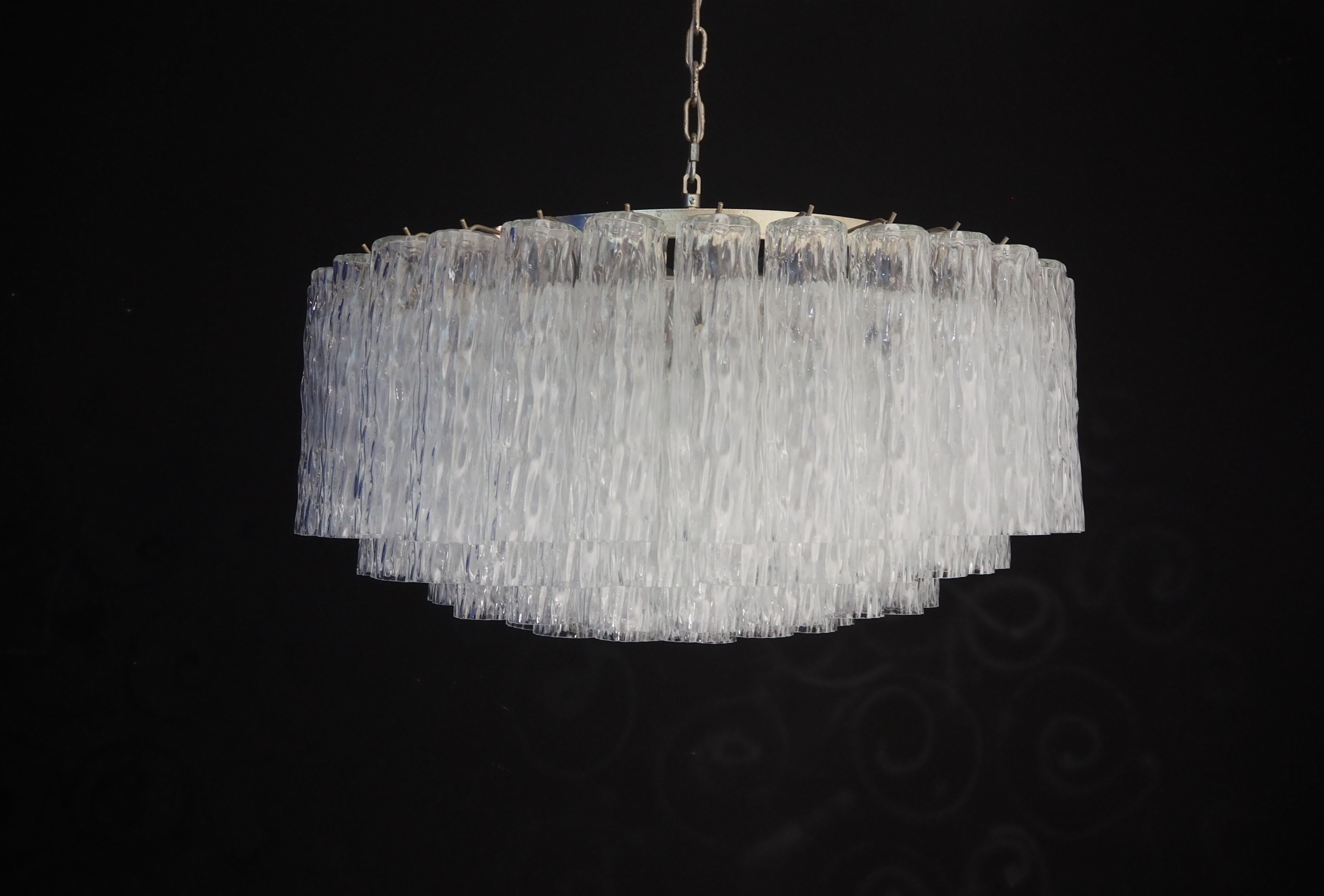 Blown Glass Large Murano glass Chandelier - 101 clear tube glasses For Sale