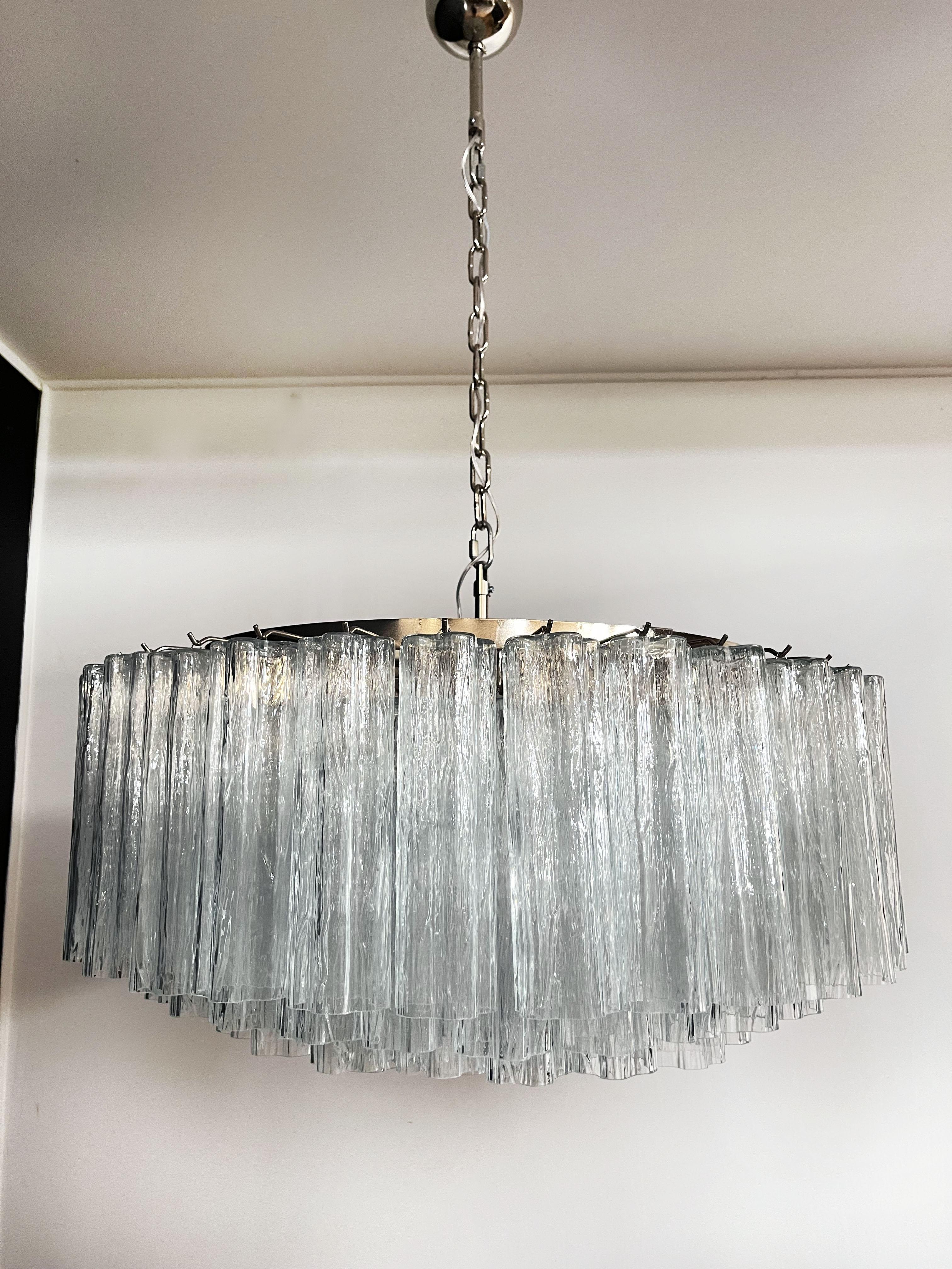 RESERVED: Large Murano Glass Chandelier, 101 Clear Tube Glasses For Sale 1