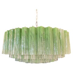 Large Murano glass Chandelier -101 green alabaster glass tube