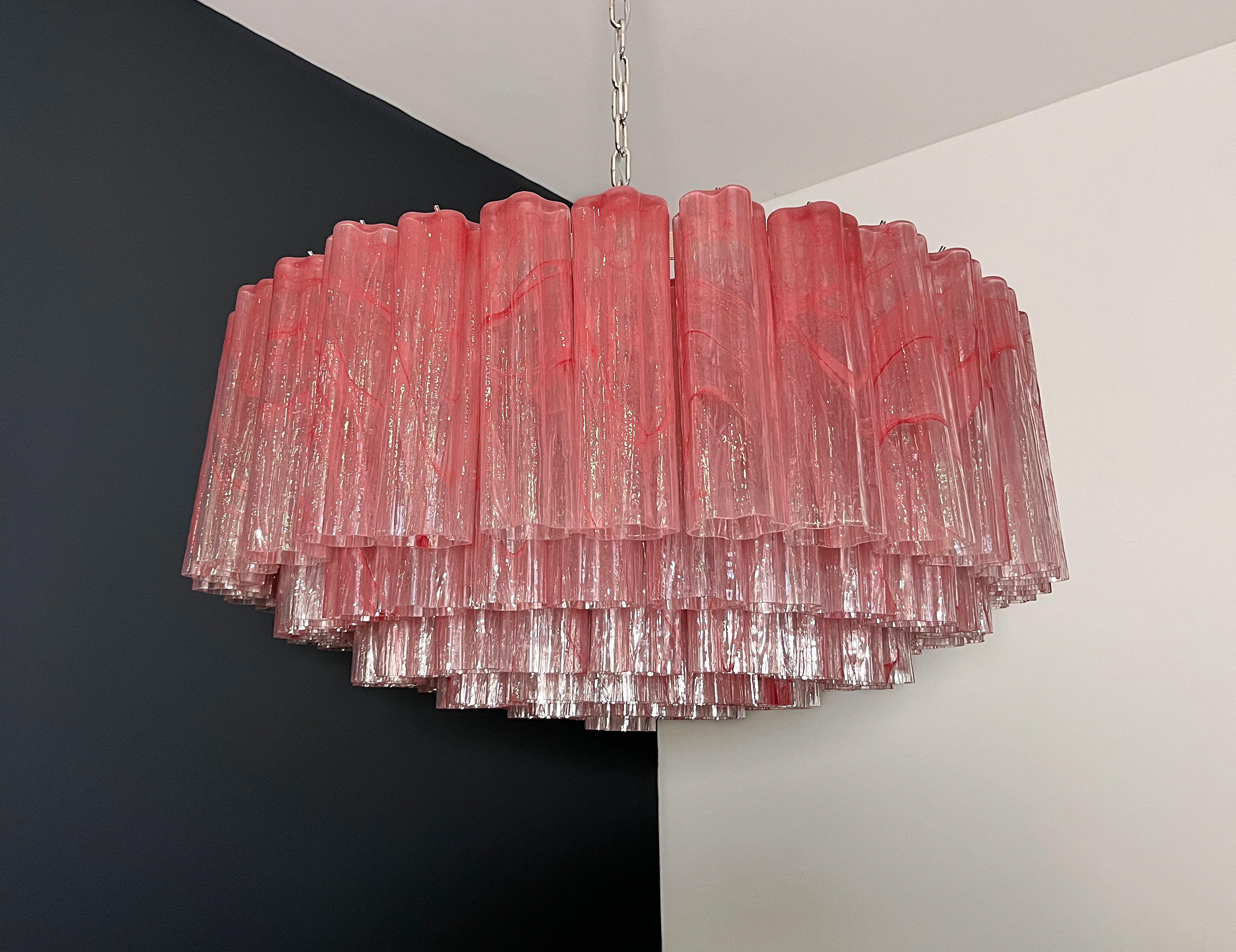 Verre brun Grand lustre en verre de Murano -101 tube de verre albâtre rose