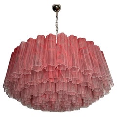 Large Murano glass Chandelier -101 pink alabaster glass tube