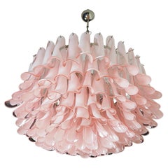 Vintage Large Murano glass Chandelier -101 pink lattimo glass petal