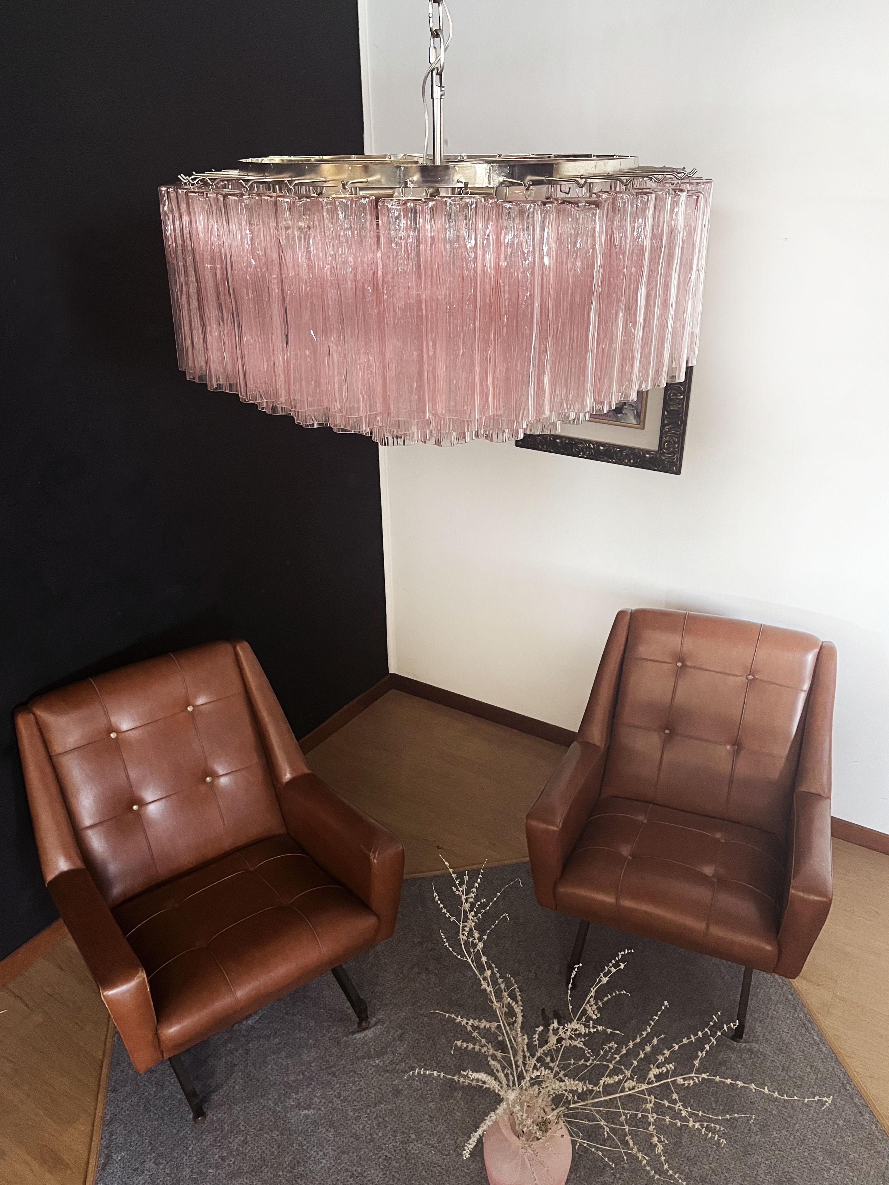 Large Murano Glass Chandelier, 101 Pink Tube Glasses For Sale 6