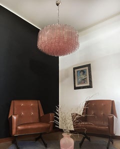 Large Murano Glass Chandelier, 101 Pink Tube Glasses
