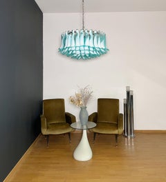 Large Murano glass Chandelier -101 turquoise lattimo glass petal
