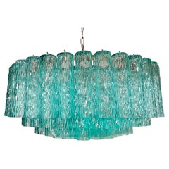 Large Murano glass Chandelier - 101 turquoise tube glasses