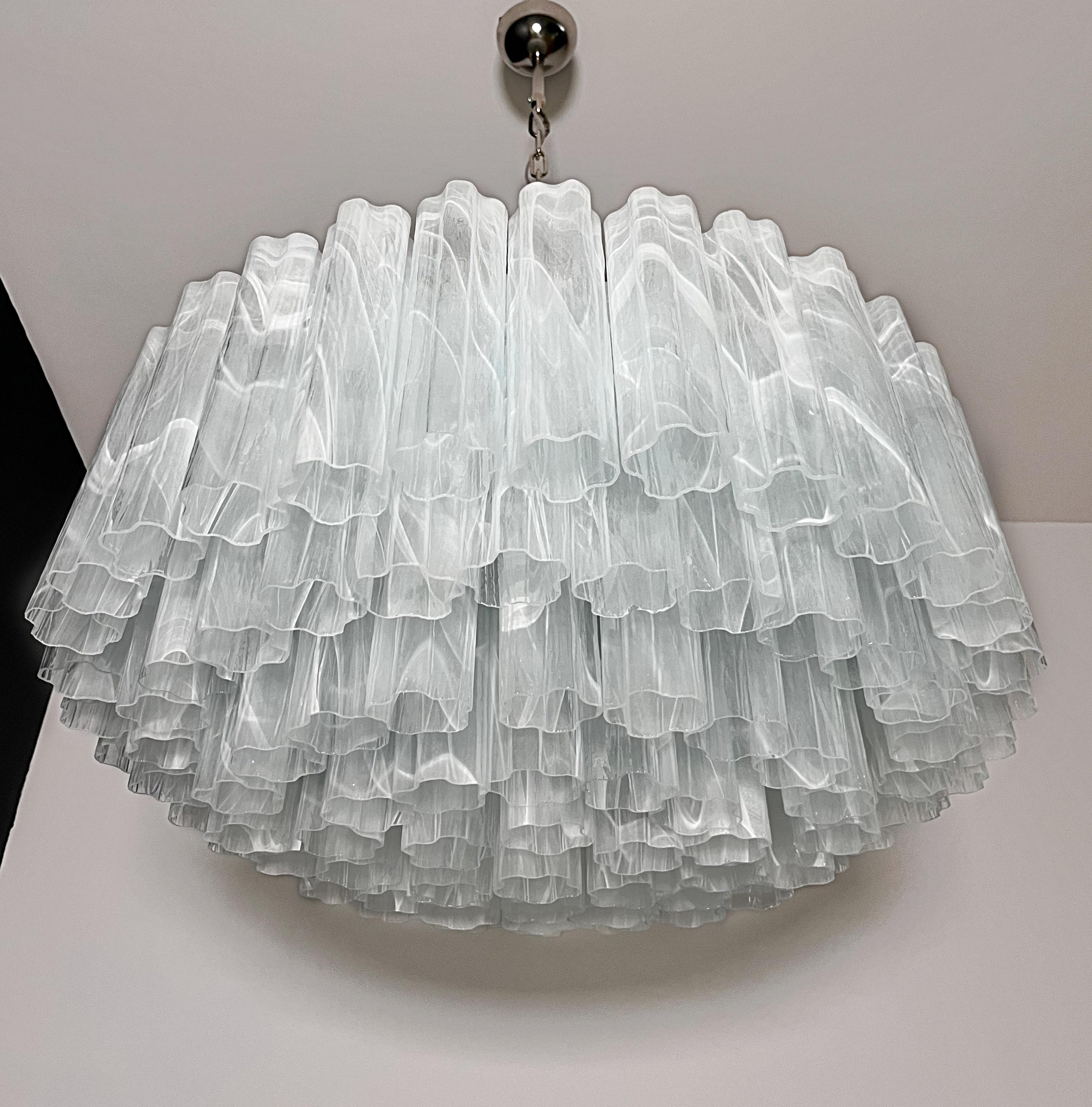 Large Murano glass Chandelier -101 white alabaster glass tube For Sale 2