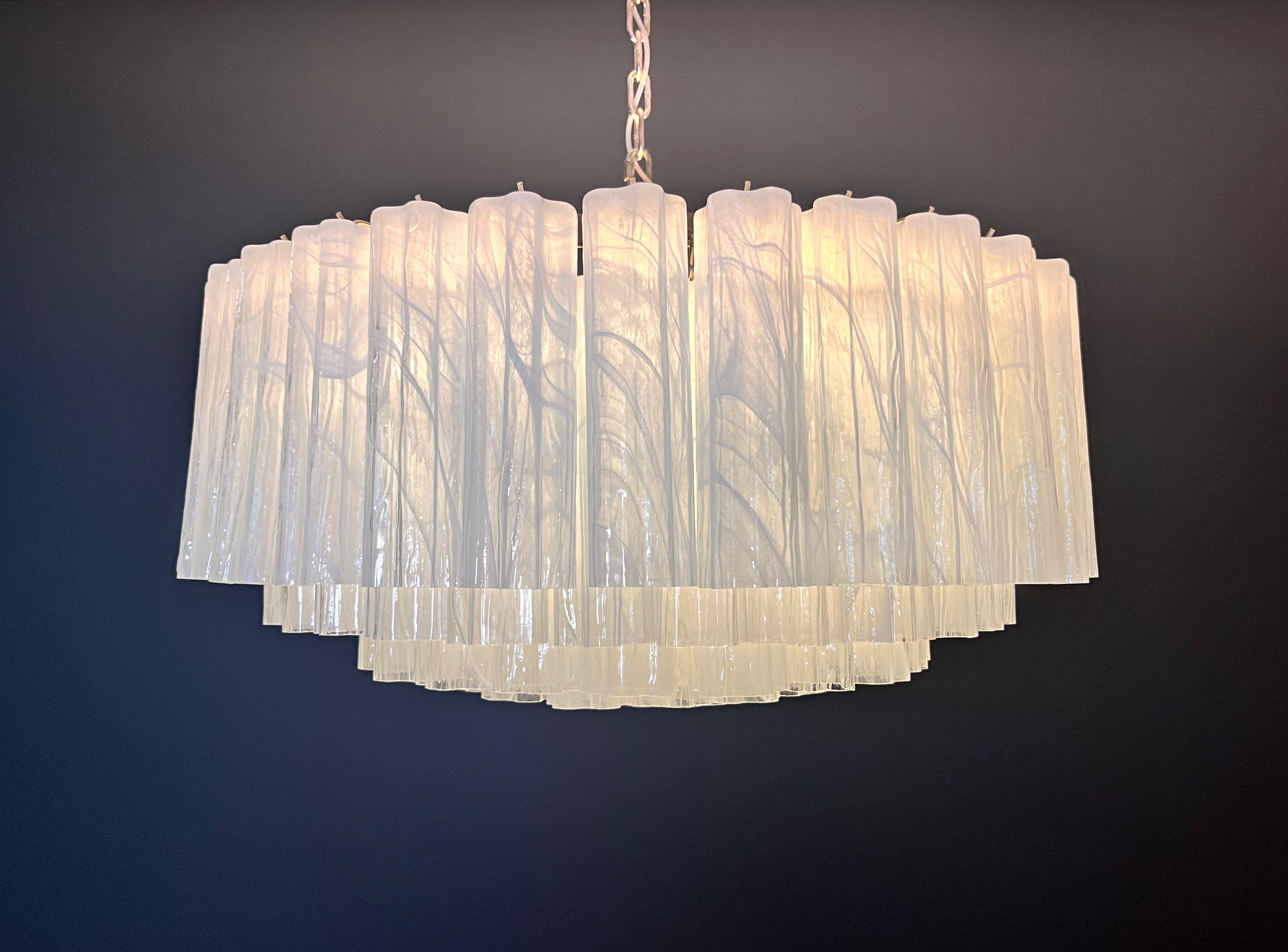 Large Murano glass Chandelier -101 white alabaster glass tube For Sale 6