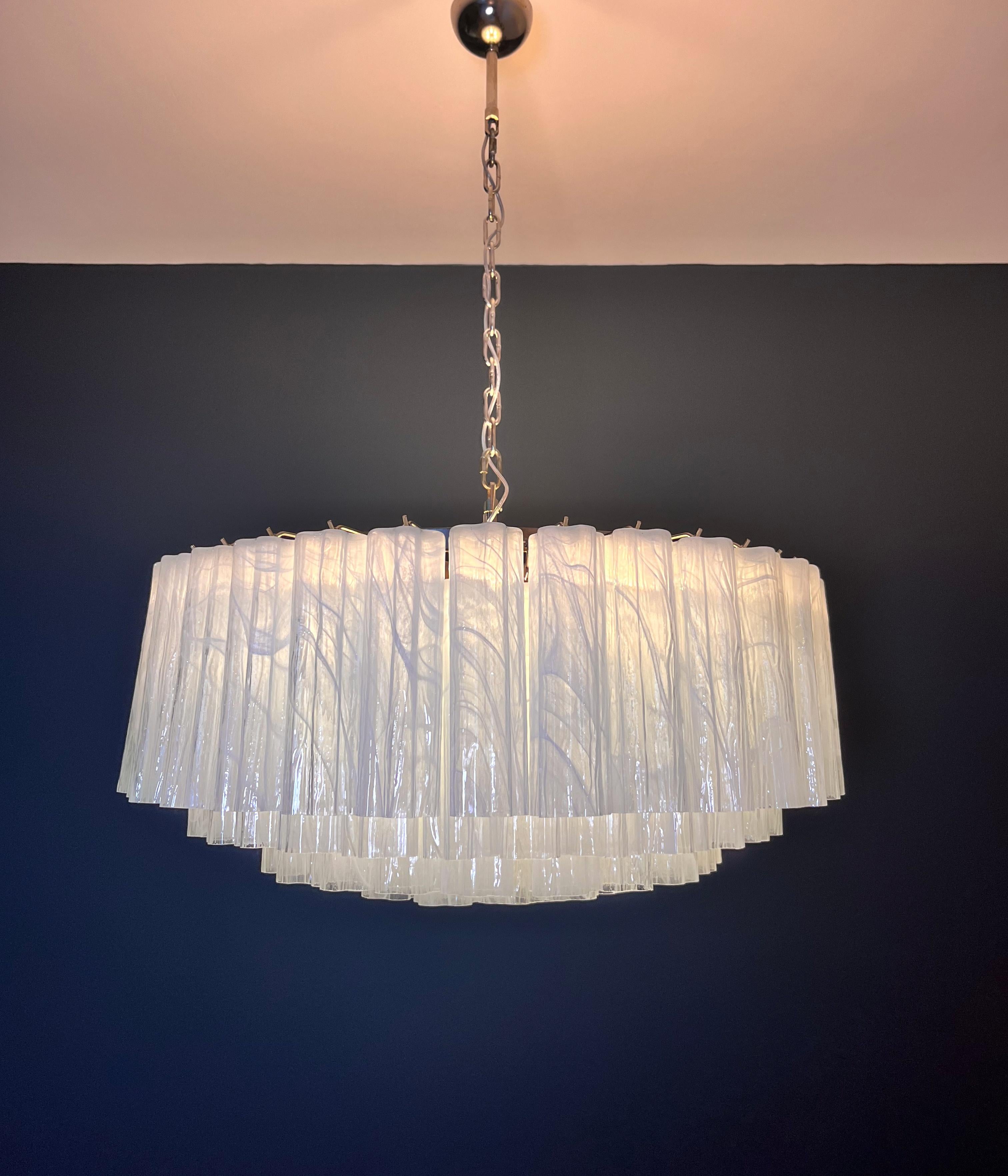 Large Murano glass Chandelier -101 white alabaster glass tube For Sale 7