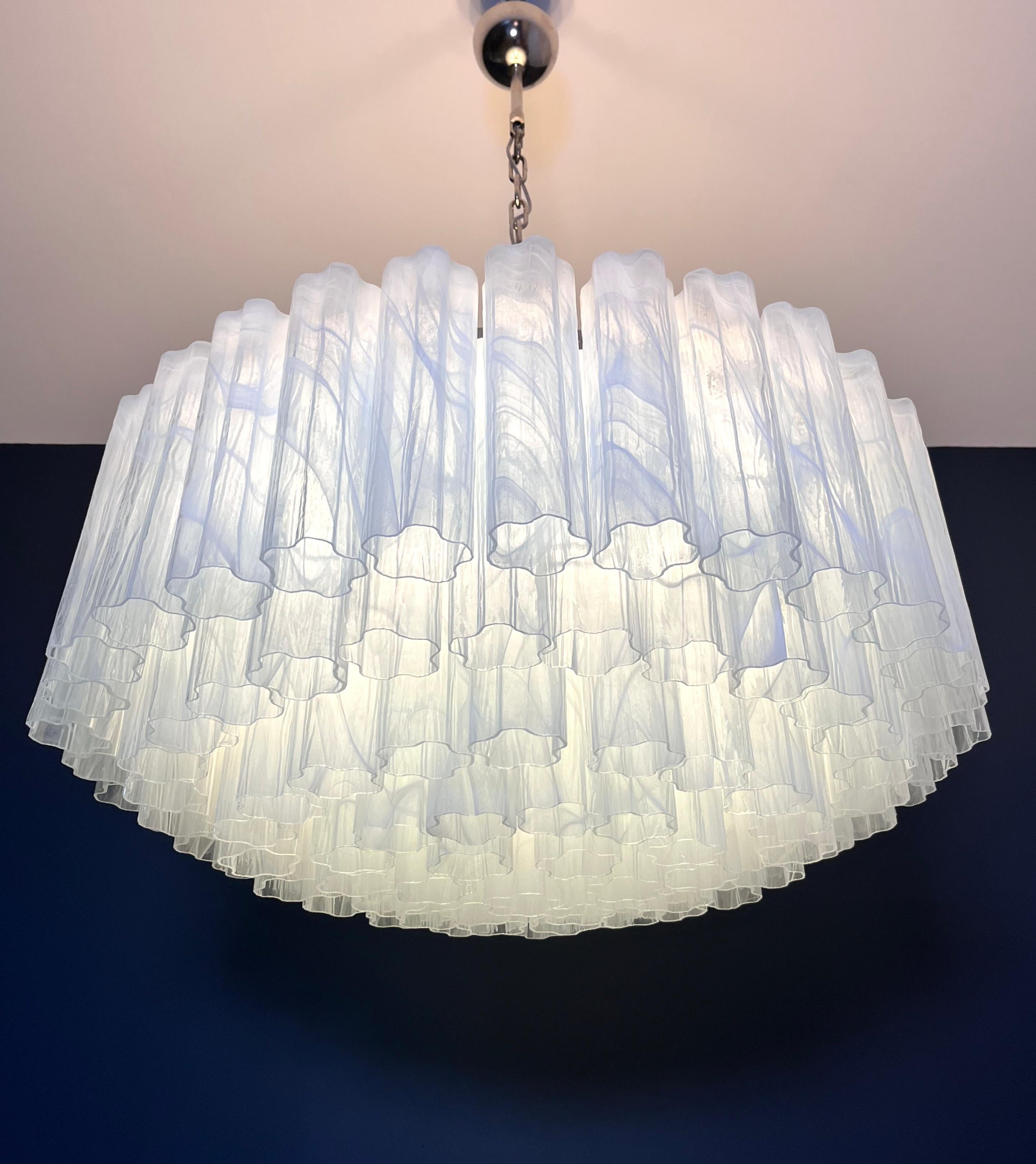 Large Murano glass Chandelier -101 white alabaster glass tube For Sale 8