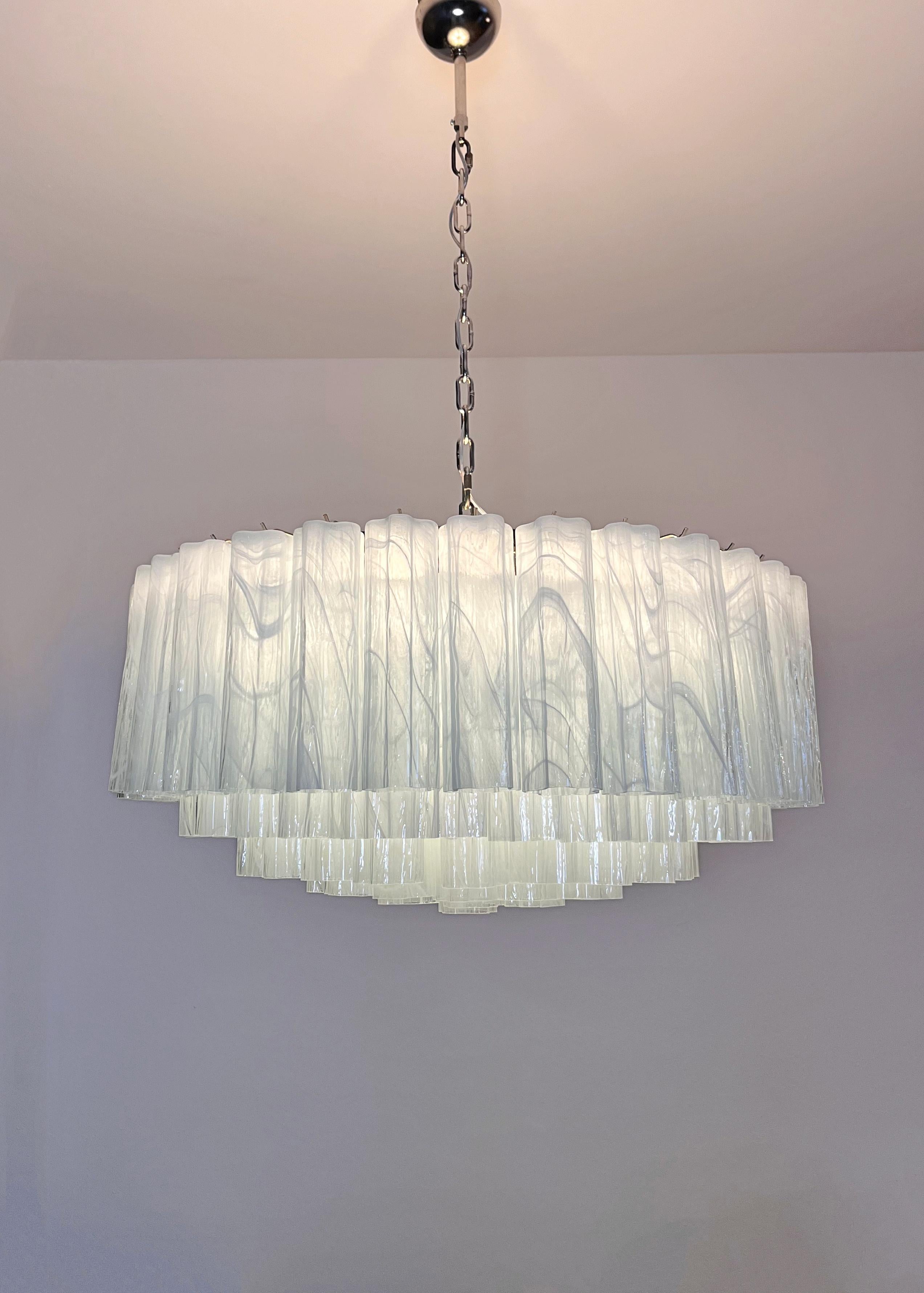 Large Murano glass Chandelier -101 white alabaster glass tube For Sale 9