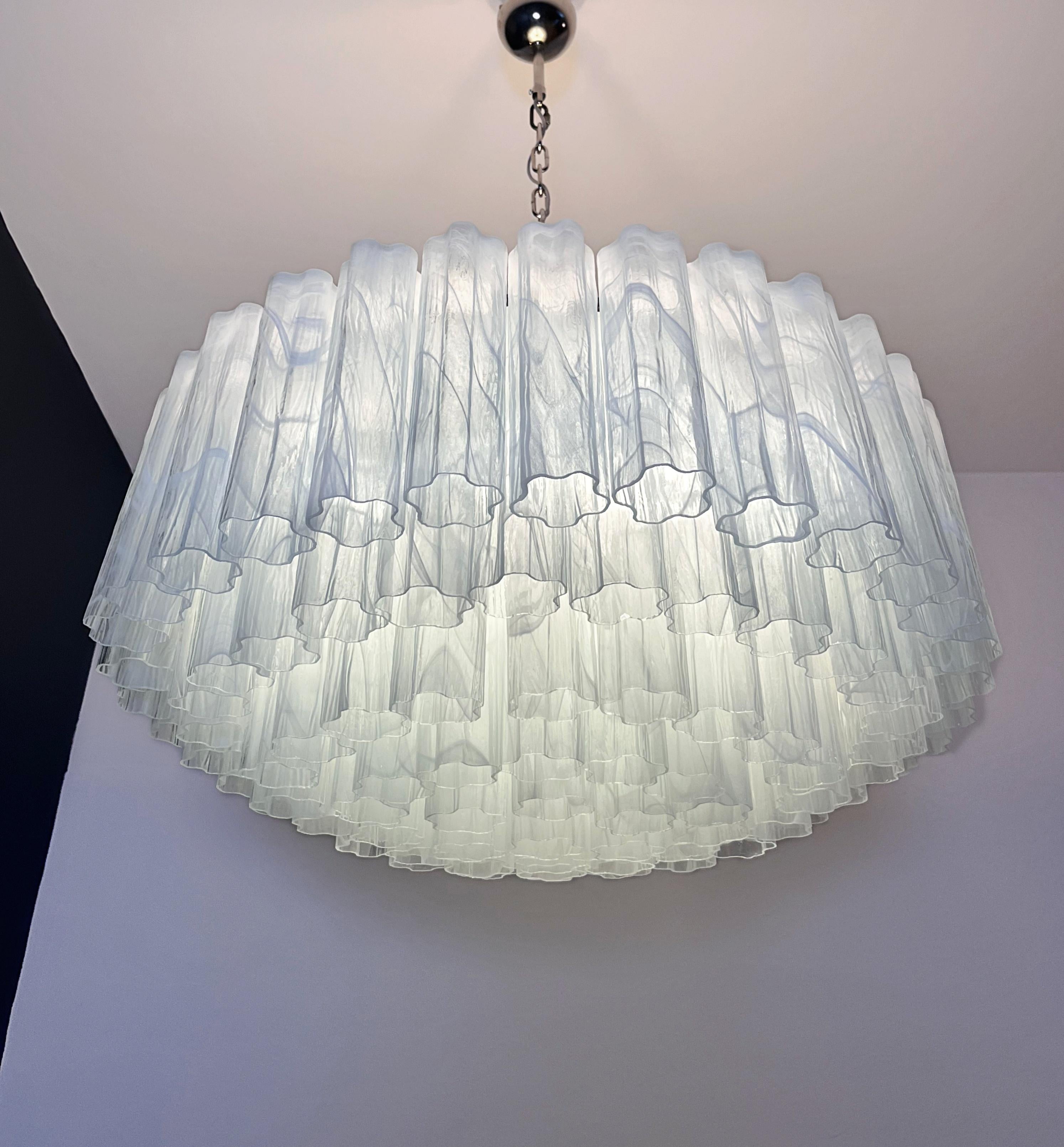 Large Murano glass Chandelier -101 white alabaster glass tube For Sale 10