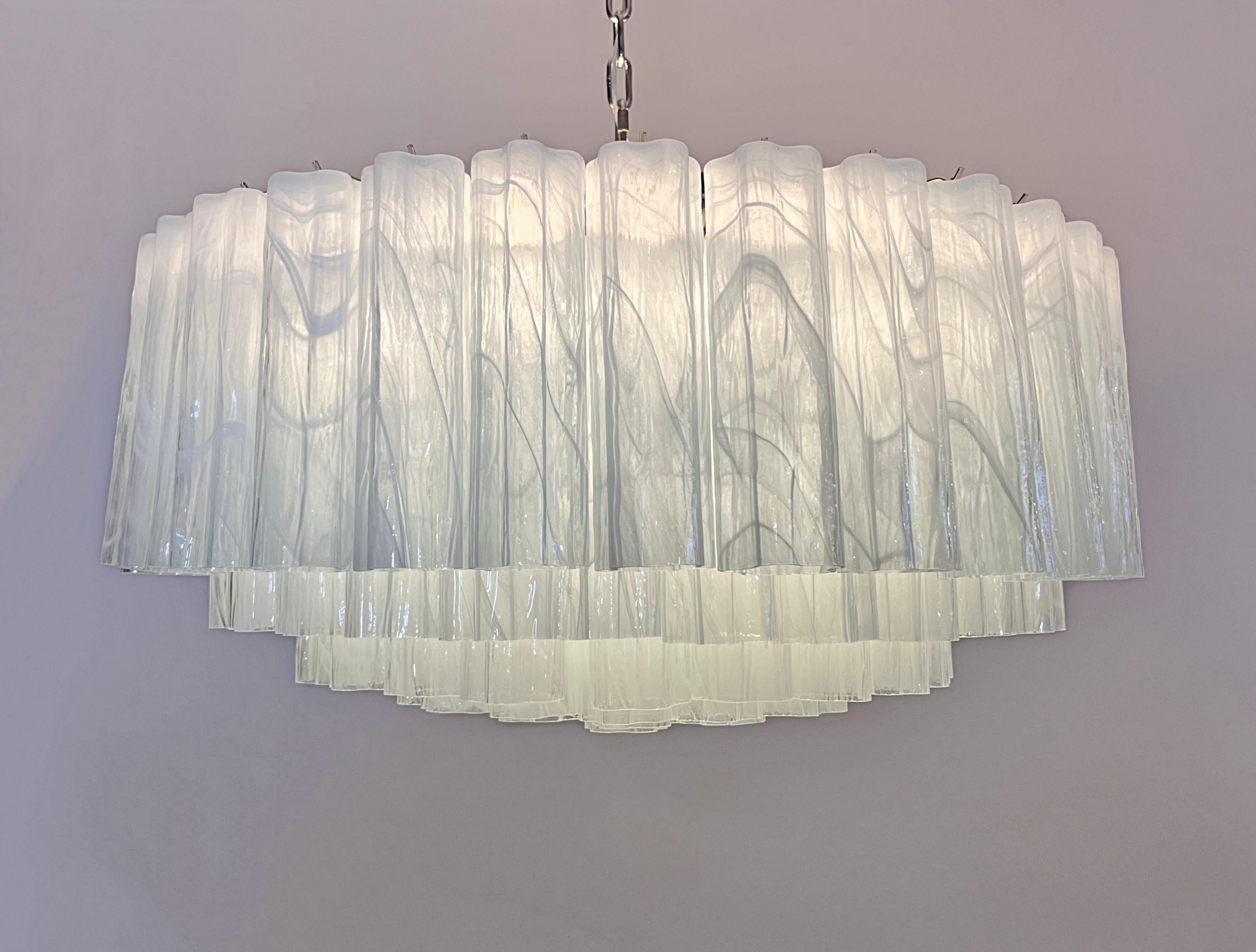 Large Murano glass Chandelier -101 white alabaster glass tube For Sale 11