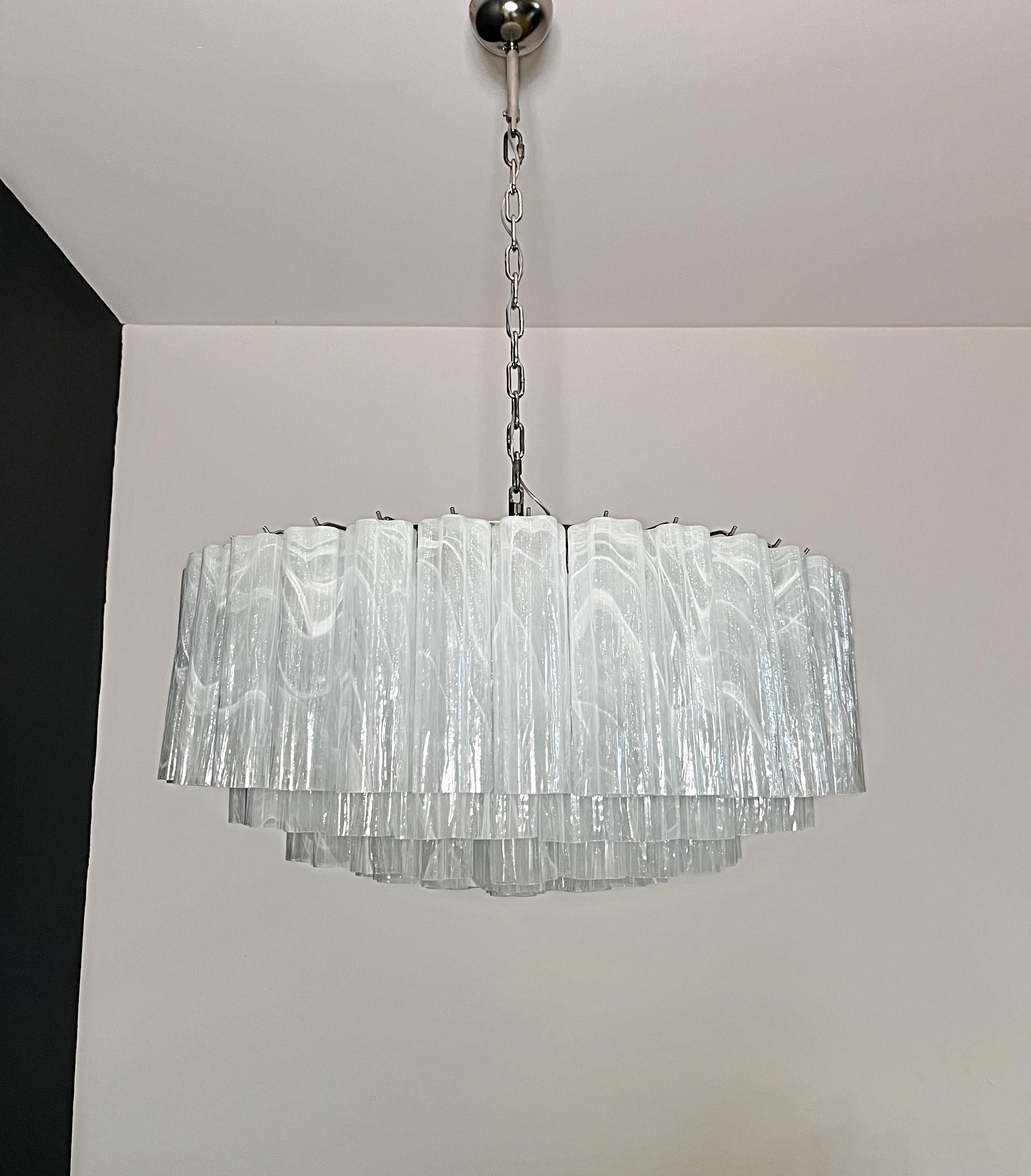 Large Murano glass Chandelier -101 white alabaster glass tube For Sale 1