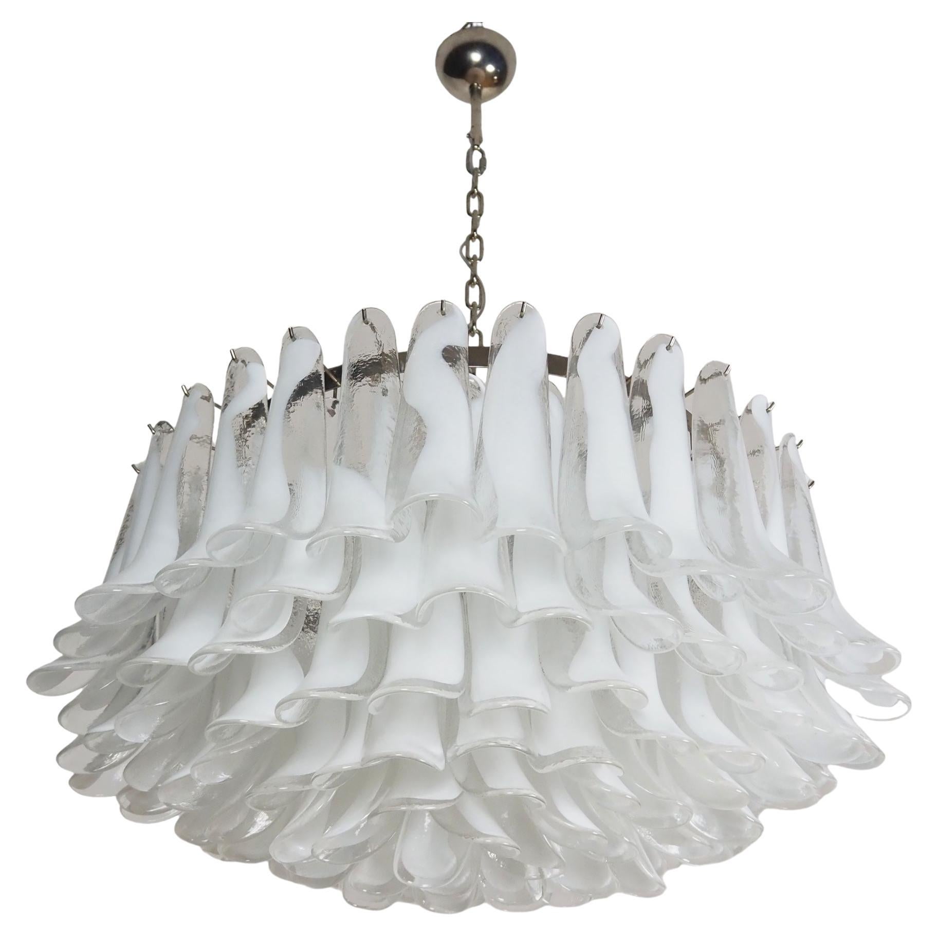 Großer Muranoglas-Kronleuchter -101 weißes lattimo Muranoglas