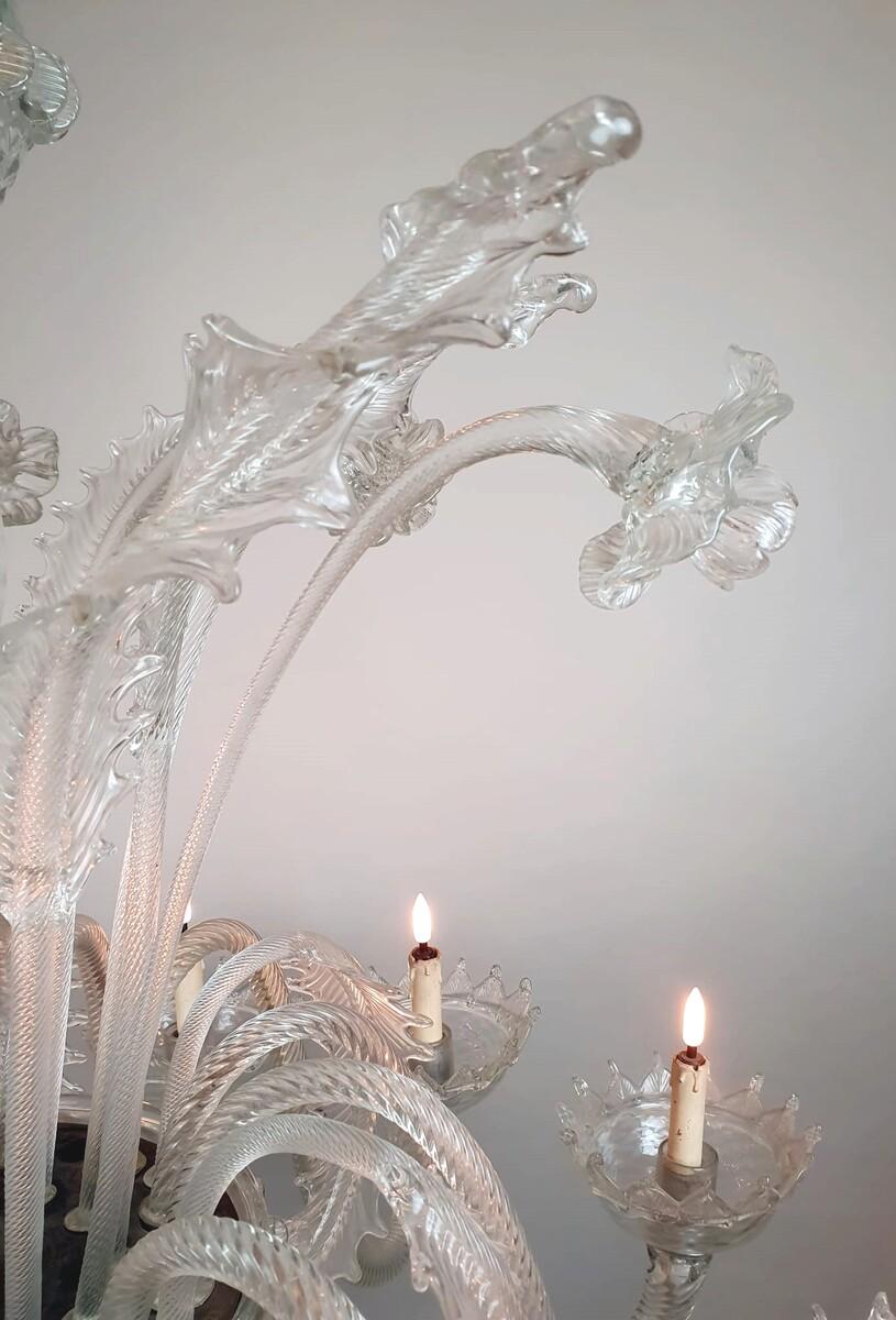 Large Murano Glass Chandelier, 12 Arms Of Light In Good Condition For Sale In Brussels, BE
