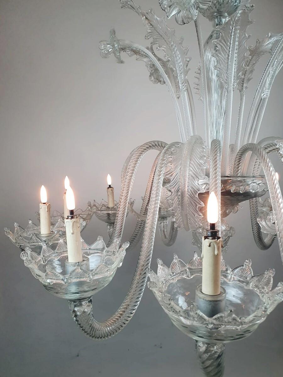 20th Century Large Murano Glass Chandelier, 12 Arms Of Light For Sale