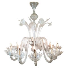 Vintage Large Murano Glass Chandelier, 12 Arms Of Light