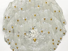 Large Murano Glass Chandelier by Barovier & Toso. Gold Colored, 1960s