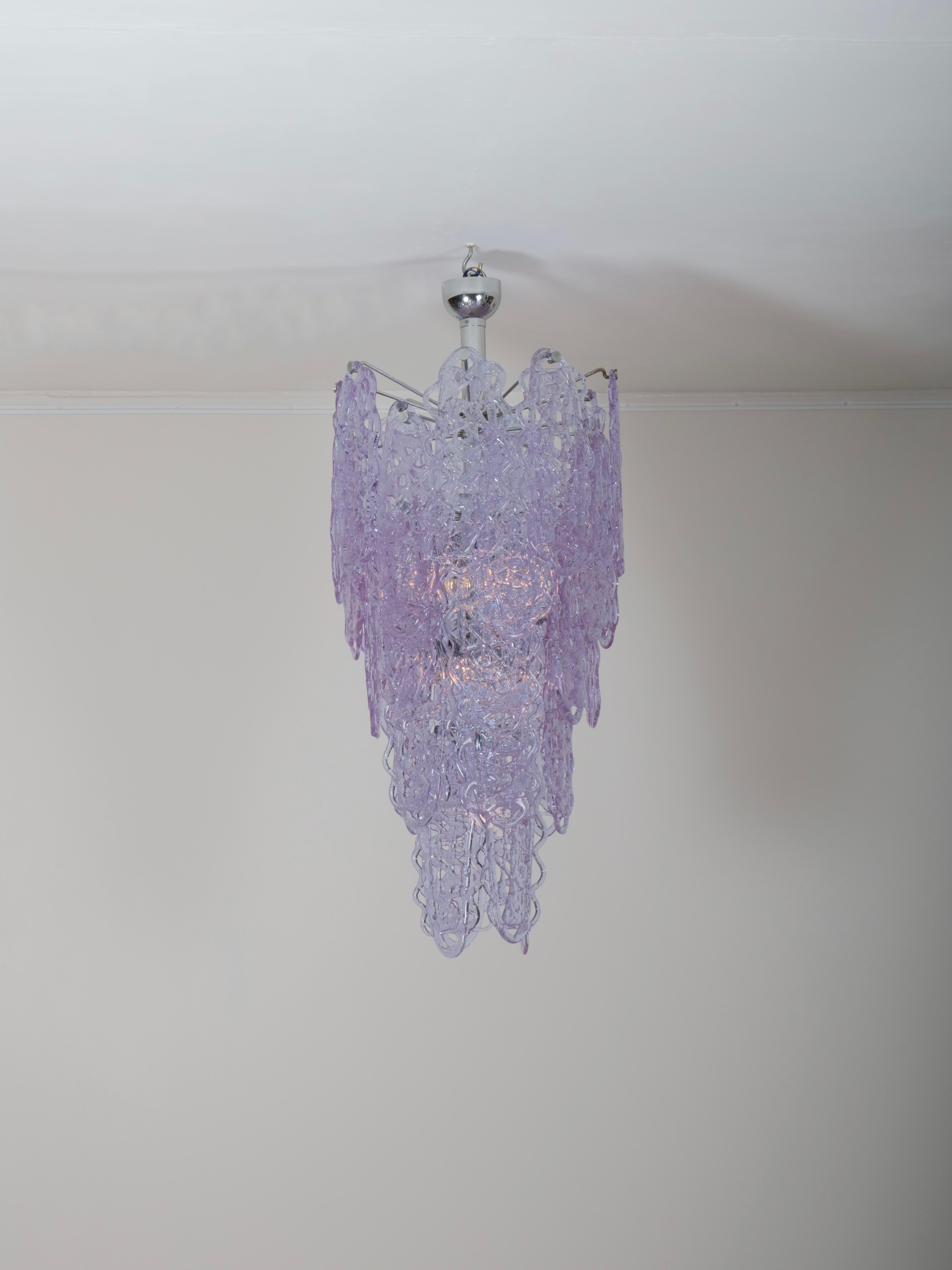italien Grand lustre en verre de Murano par Carlo Nason pour Mazzega en vente