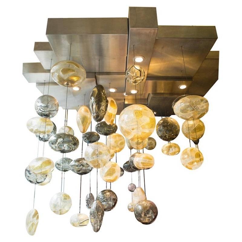 Large Murano Glass Chandelier by De Majo For Sale 1