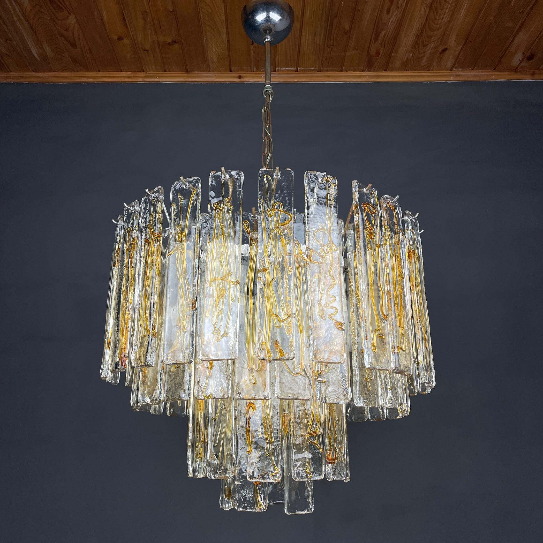 Murano Glass Large Murano glass chandelier by La Murrina Italy 1970s For Sale