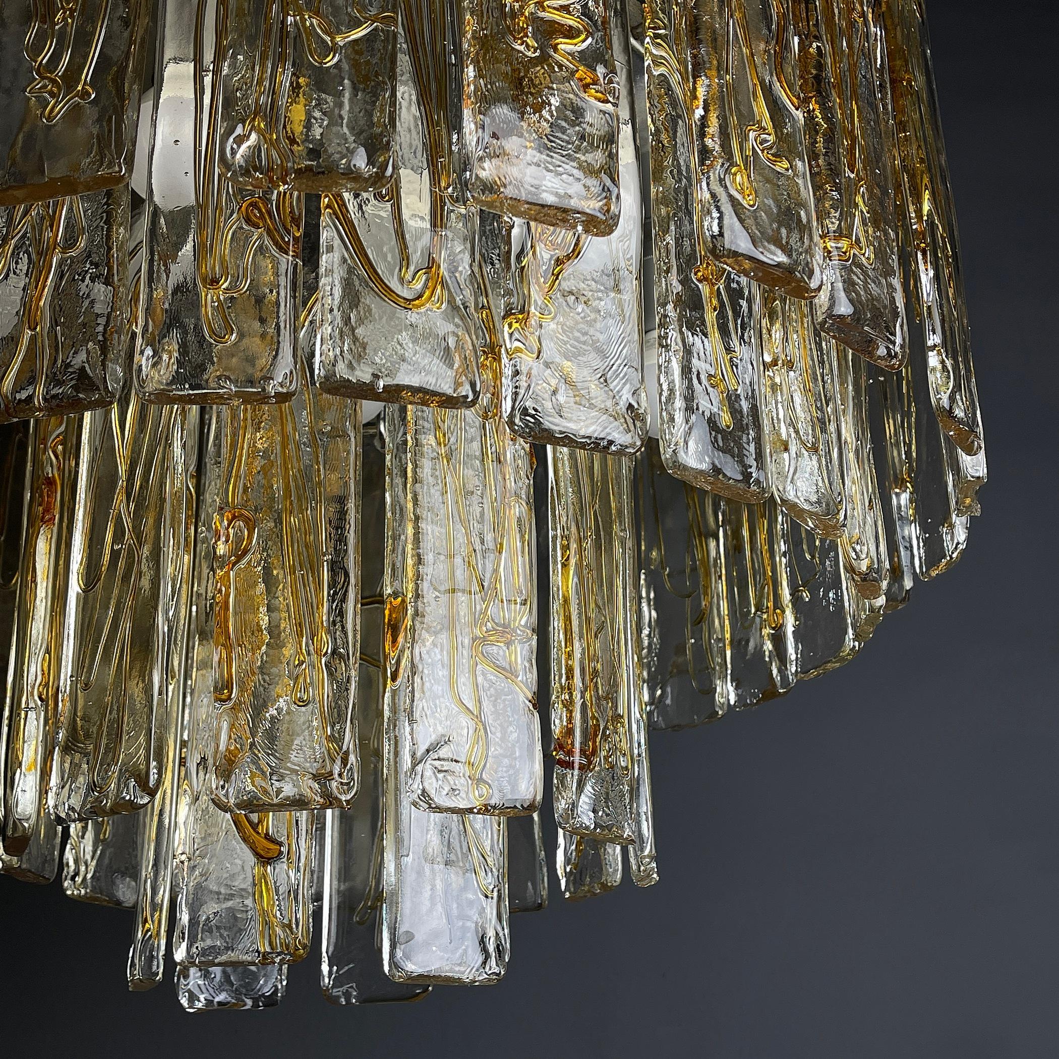 Large Murano glass chandelier by La Murrina Italy 1970s For Sale 1