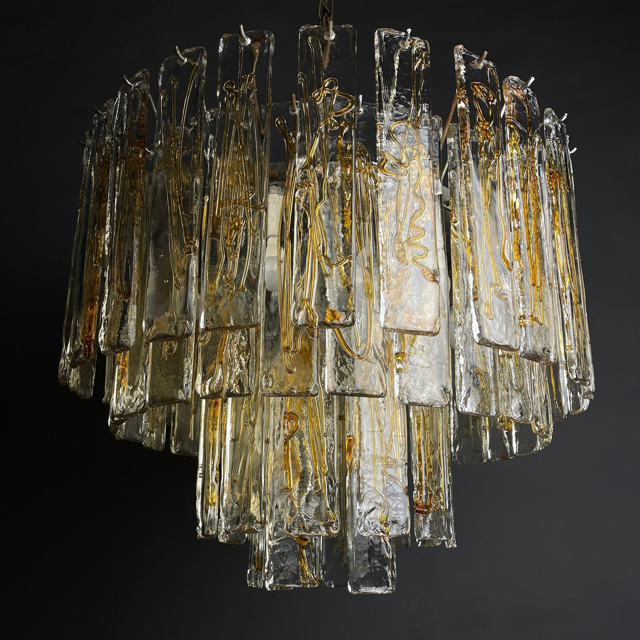 20th Century Large Murano glass chandelier by La Murrina Italy 1970s For Sale
