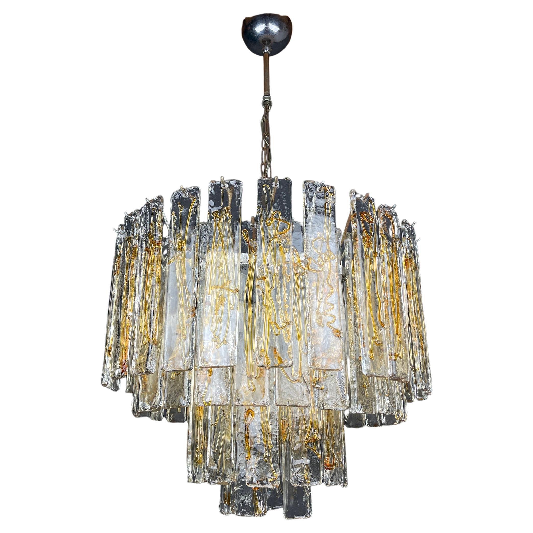 Large Murano glass chandelier by La Murrina Italy 1970s For Sale