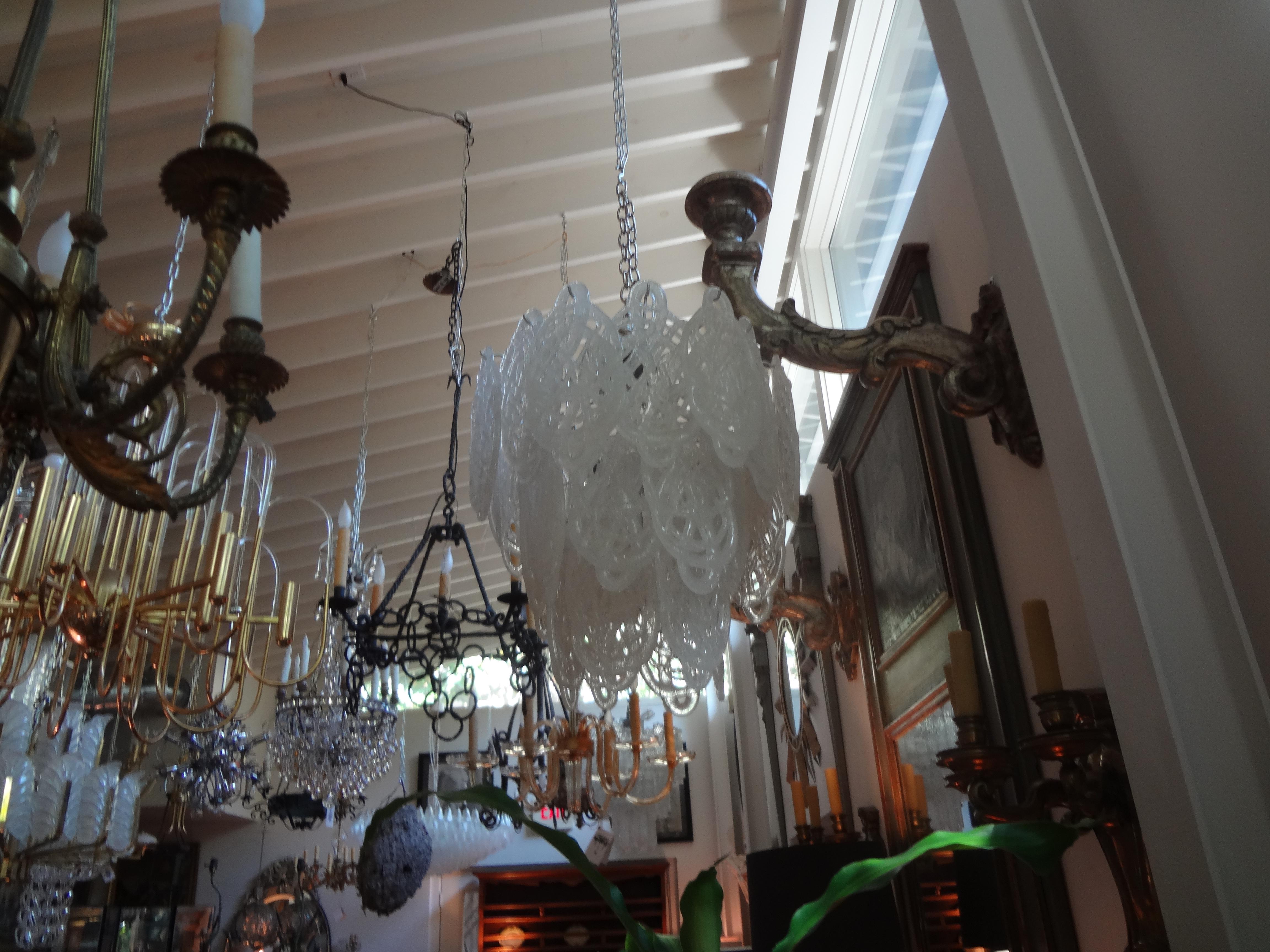 Blown Glass Large Murano Glass Chandelier by Mazzega