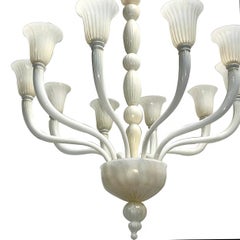 Vintage White Murano Glass Chandelier