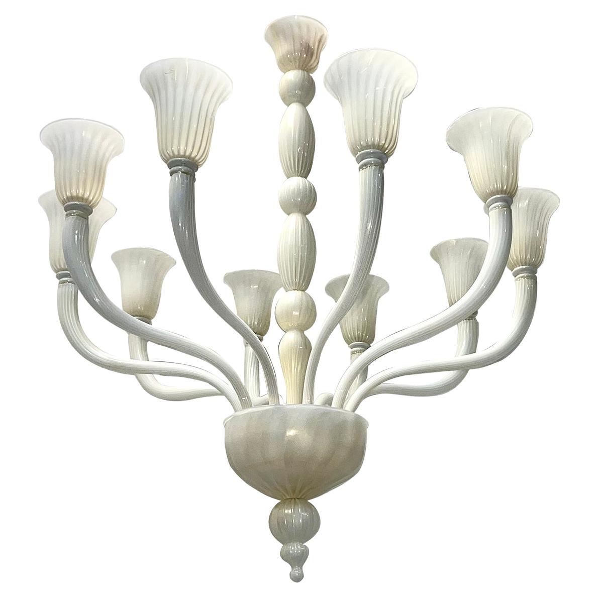 Vintage White Murano Glass Chandelier