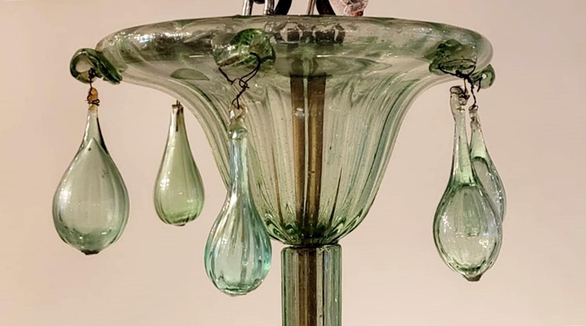 Großer Kronleuchter aus Muranoglas, grün im Angebot 1