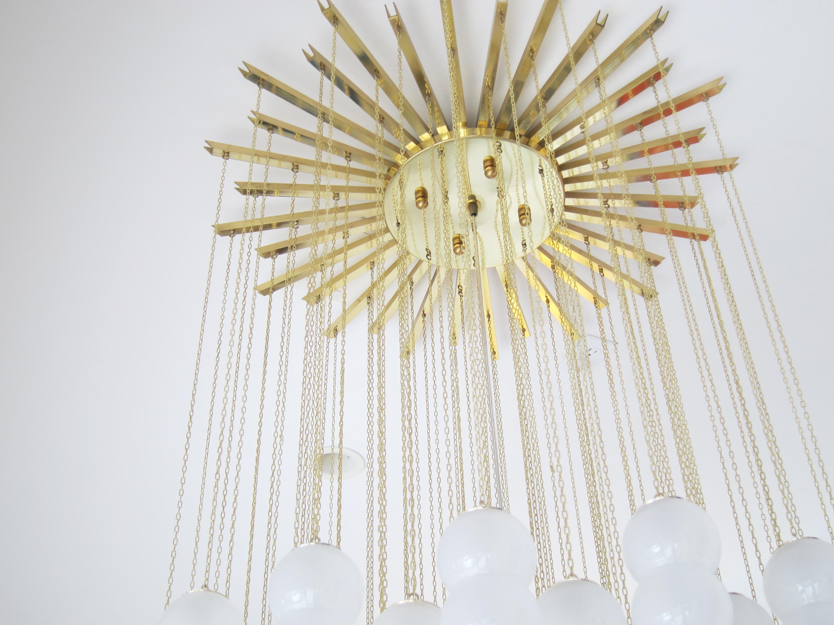 Flush Mount Conical Murano White Glass and Brass Ceiling Light, in stock In Excellent Condition For Sale In Miami, FL