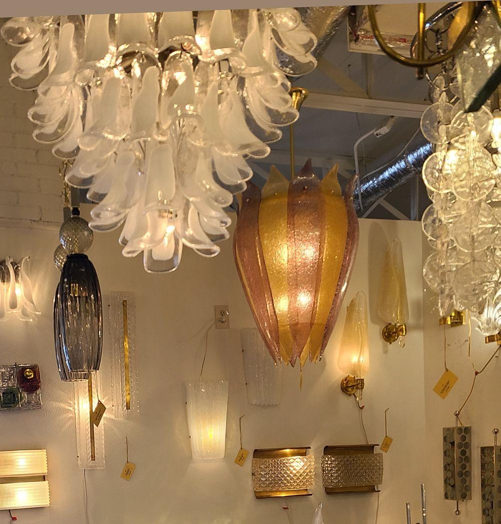 Brass Large Murano Glass Chandelier or Lantern Italy For Sale
