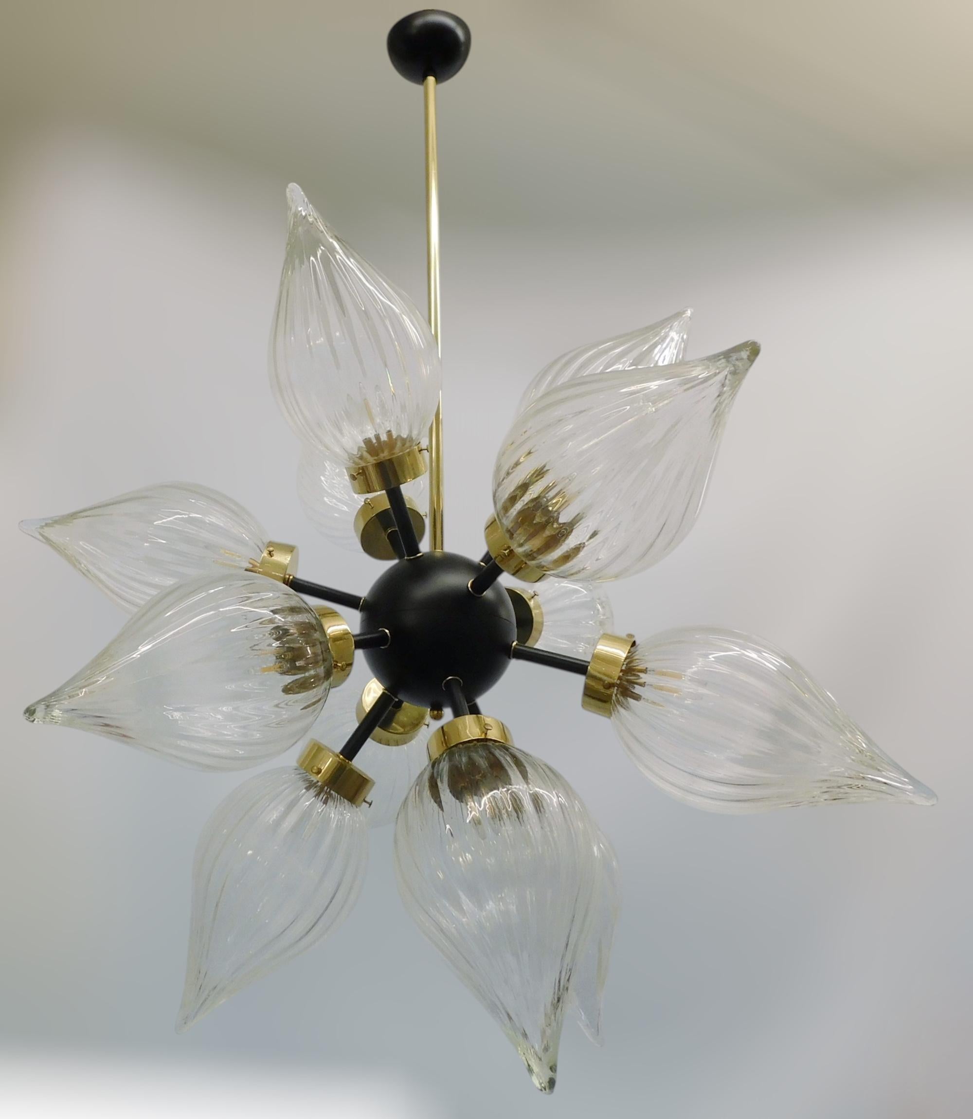 Mid-Century Modern Large Murano Glass Drop Sputnik Chandelier For Sale