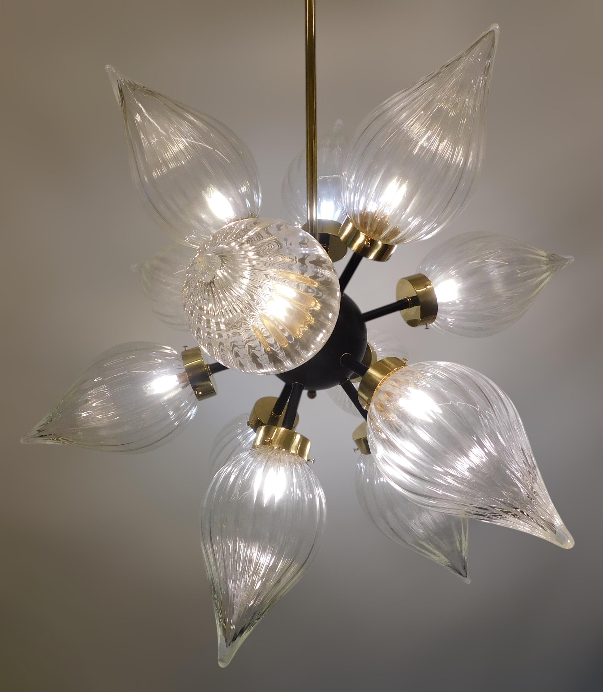 Contemporary Large Murano Glass Drop Sputnik Chandelier For Sale