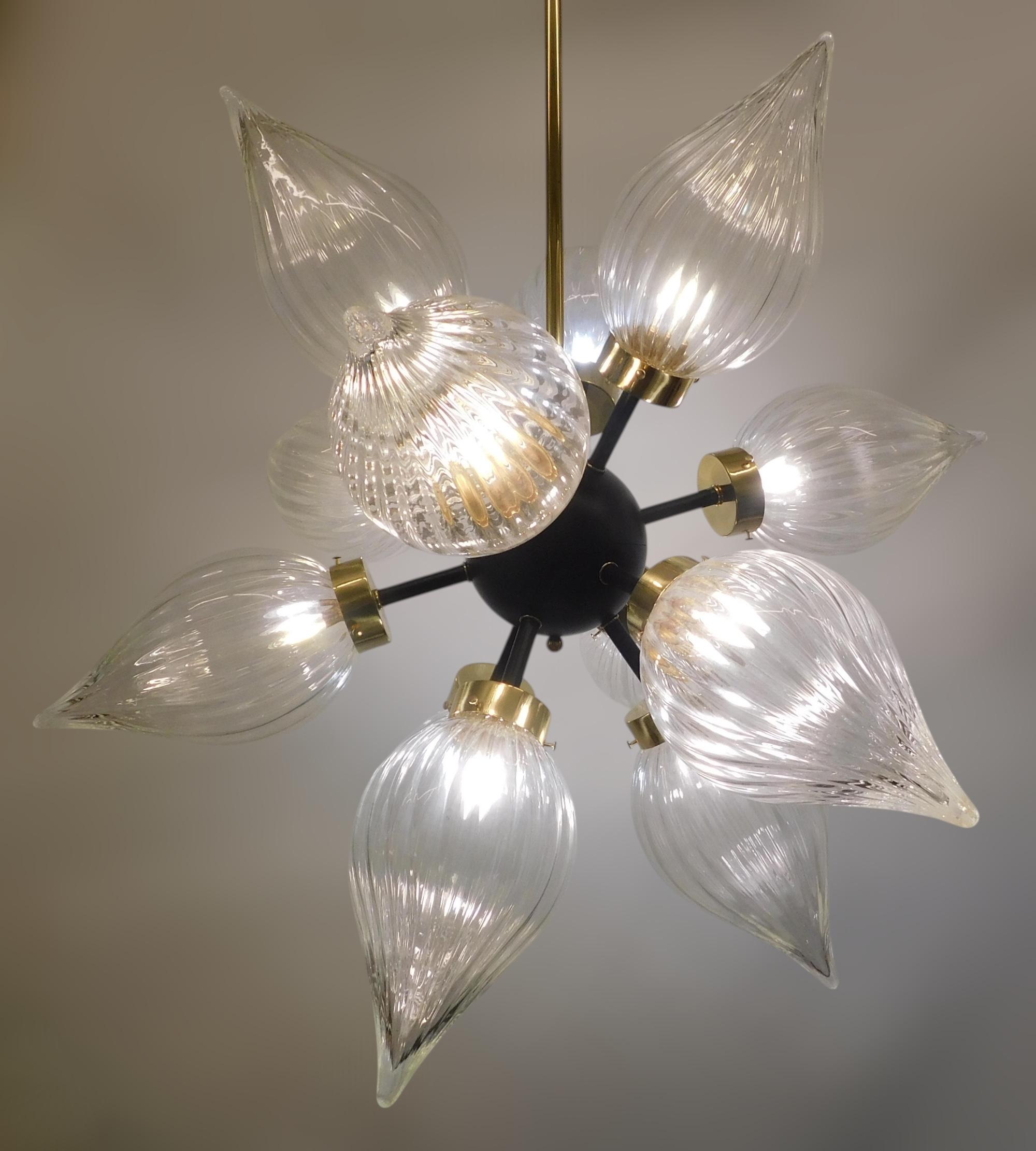 Large Murano Glass Drop Sputnik Chandelier For Sale 1