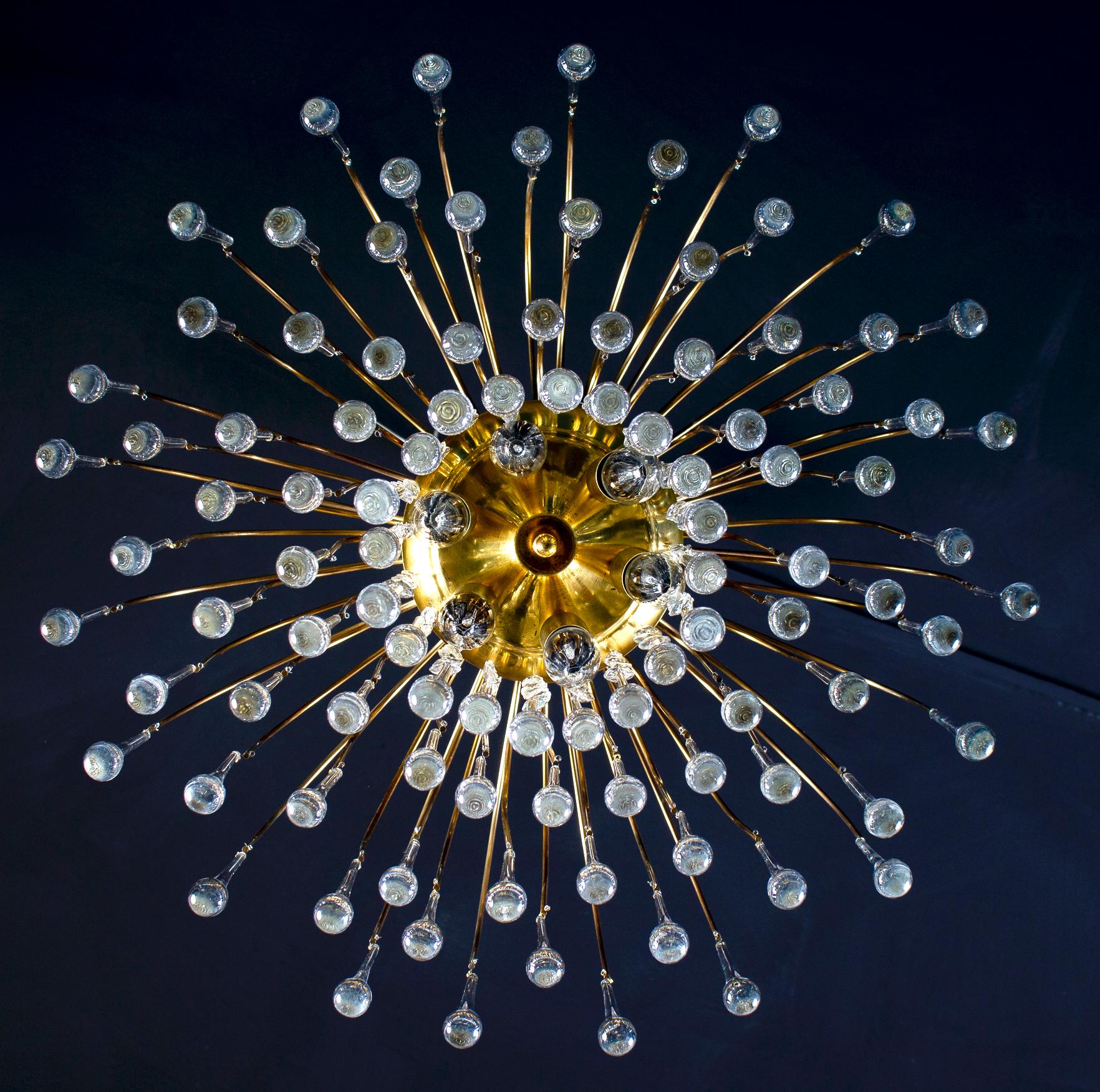 Large Murano Glass Drops Chandelier Venini Style, 1970s For Sale 7