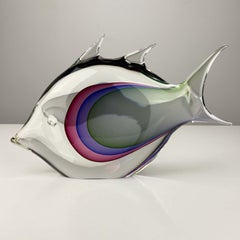Large Murano Glass Fish Sculpture by Formia Vetri, Italian Studio Art Glass