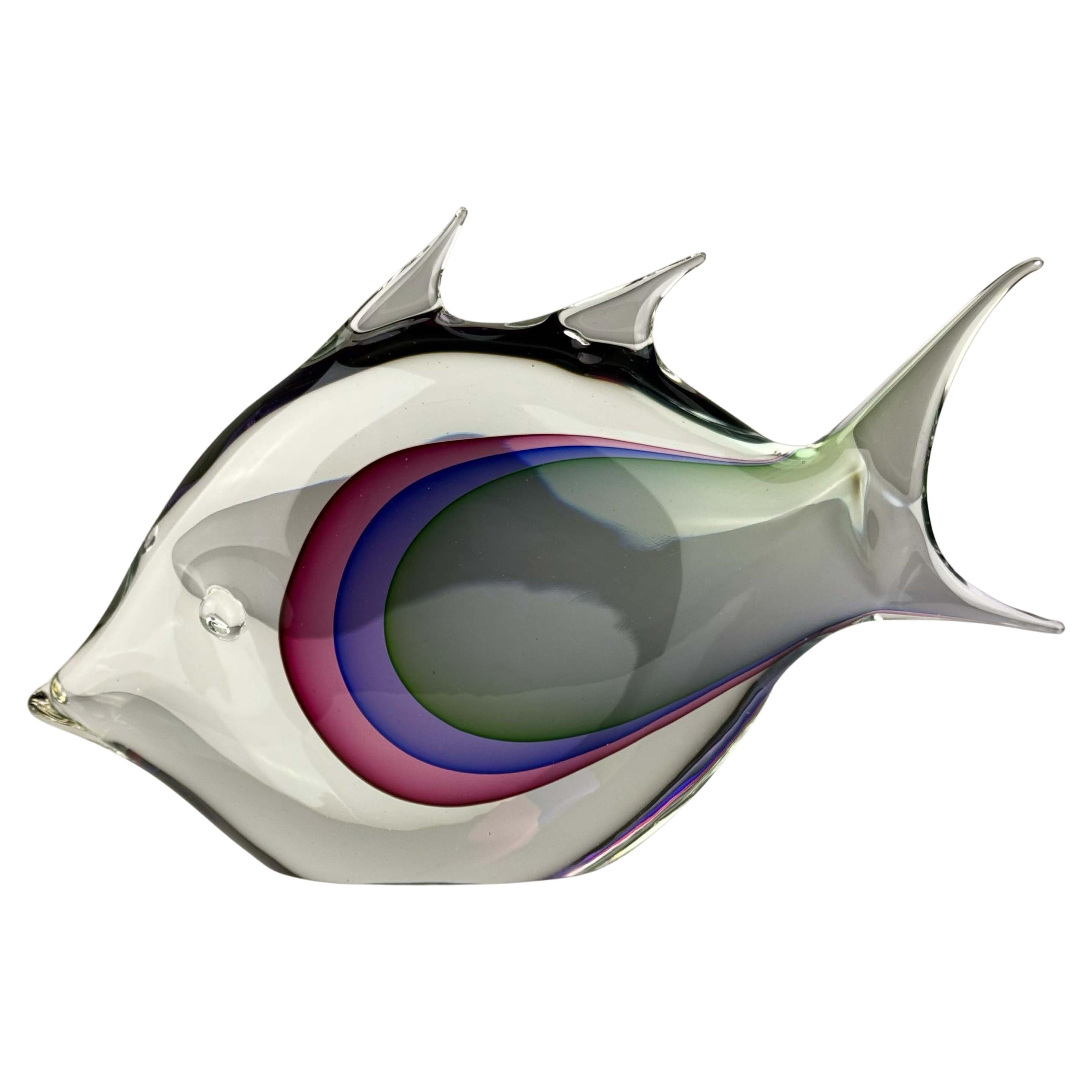 Large Murano Glass Fish Sculpture by Formia Vetri, Italian Studio Art Glass