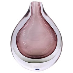 Vintage Large Murano Glass Flavio Poli Purple and Blue Sommerso Vase