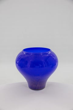 Large Murano Glass Floor Vase in Cobalt Blue and Gold by Vintage Murano Gallery