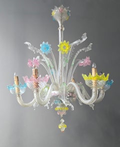 Großer Murano-Glas-Kronleuchter mit Blumen, Italien, 1950er Jahre