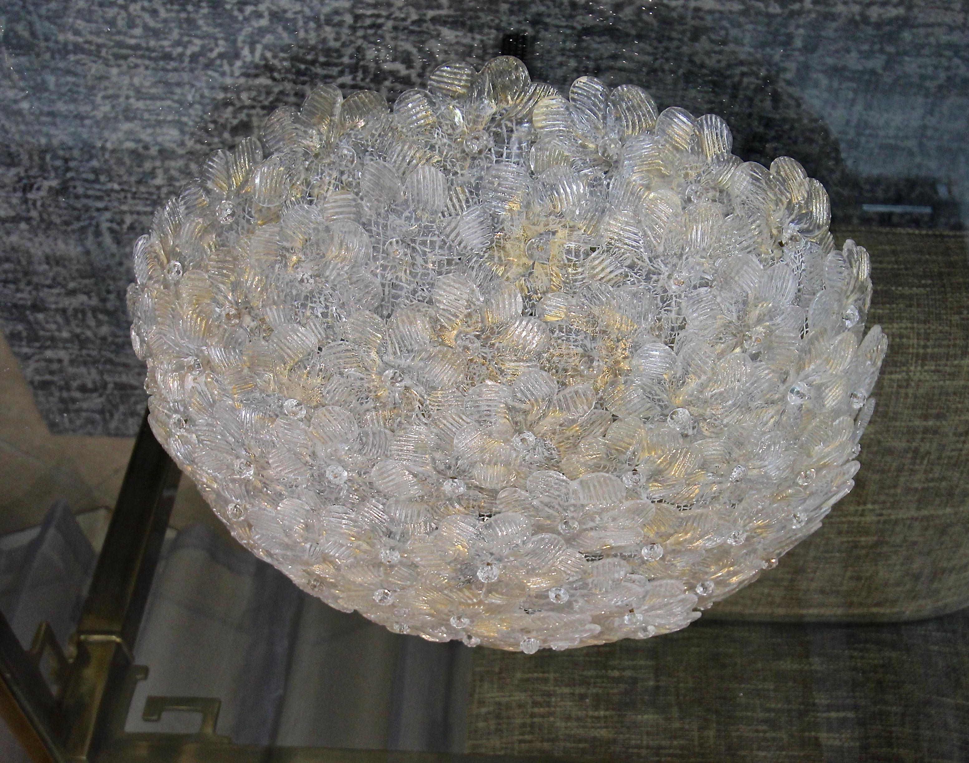 Large Murano Glass Floral Chandelier Pendant Flush Mount Light 6