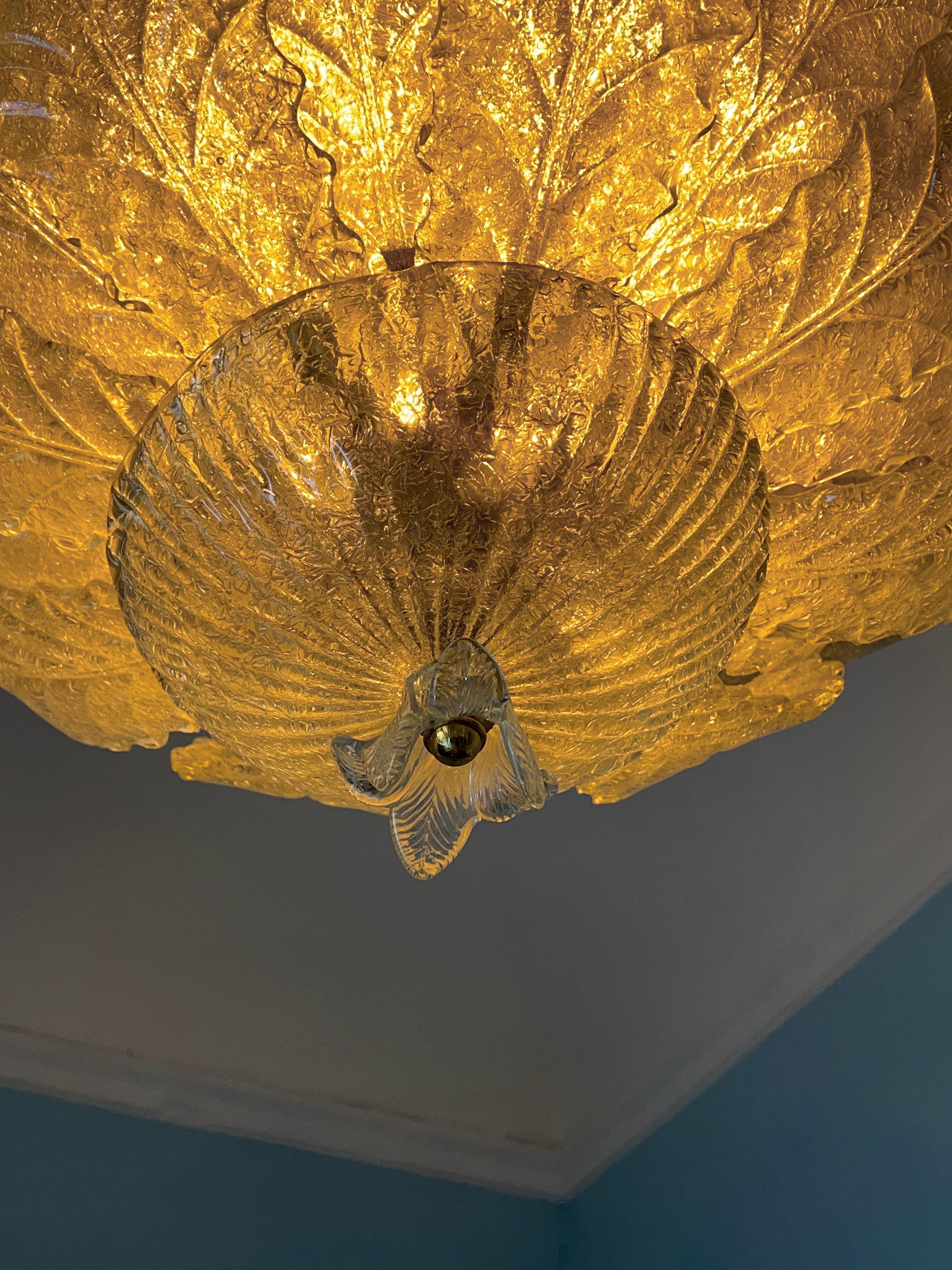 Großer Murano Glas Flush Mount von Barovier & Toso, 1980er Jahre im Angebot 12