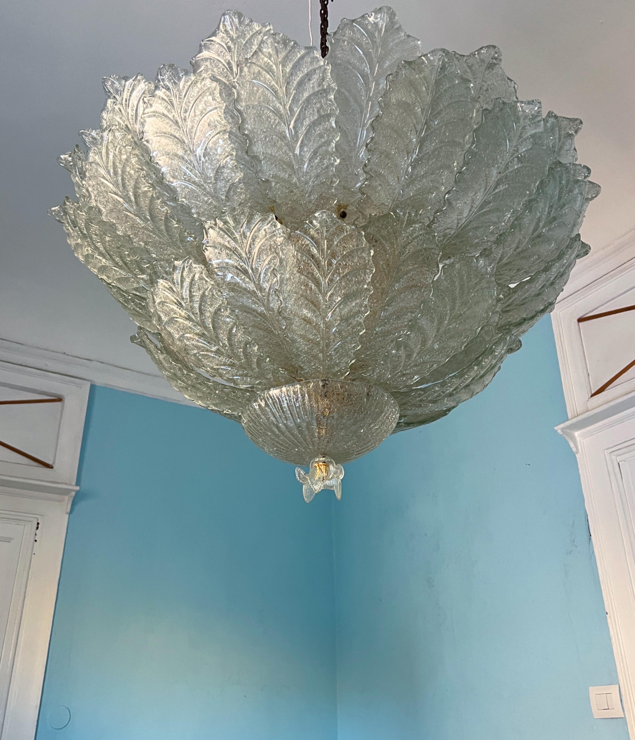 Großer Murano Glas Flush Mount von Barovier & Toso, 1980er Jahre im Zustand „Gut“ im Angebot in Palermo, PA