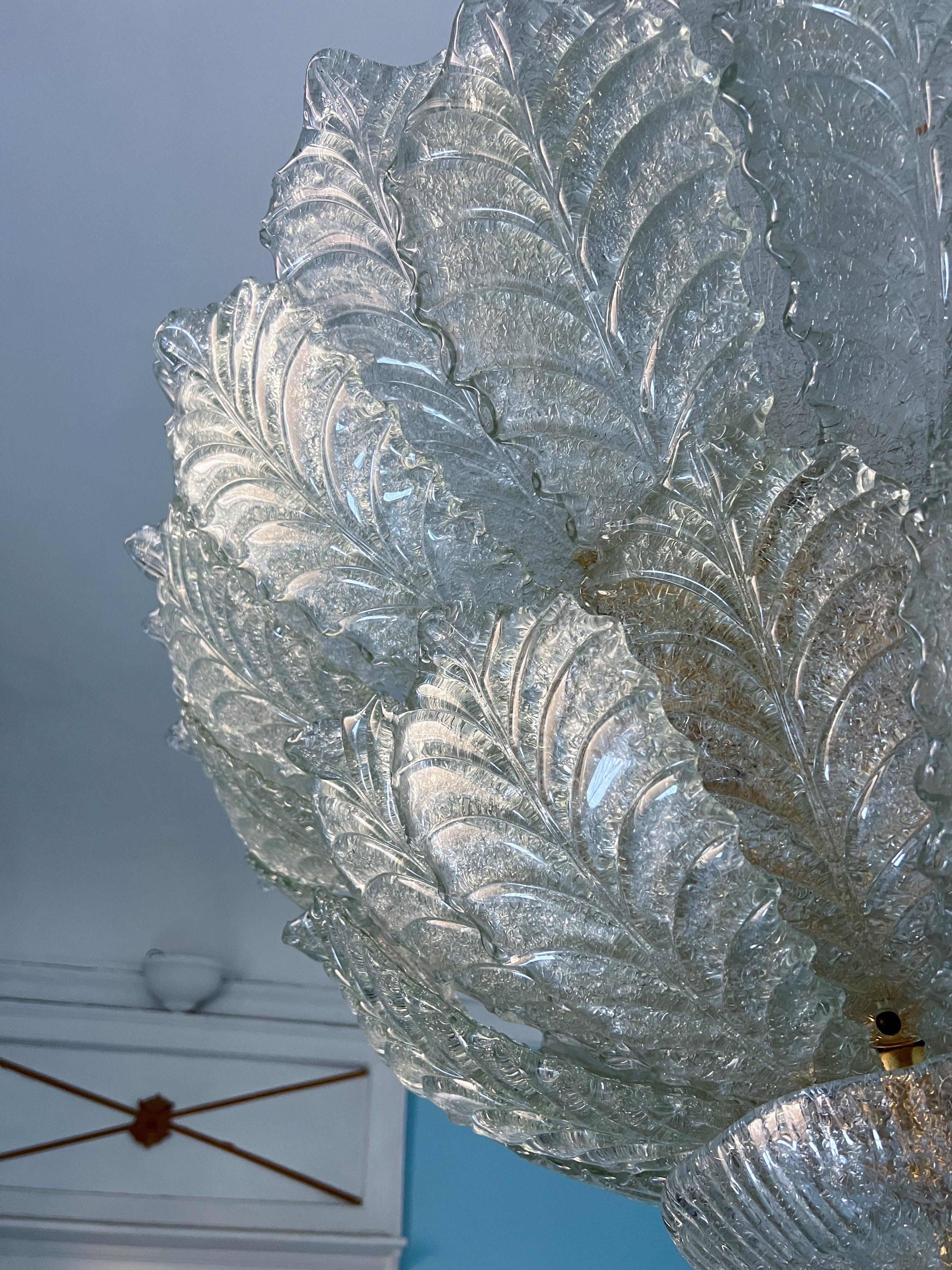 Großer Murano Glas Flush Mount von Barovier & Toso, 1980er Jahre (Metall) im Angebot